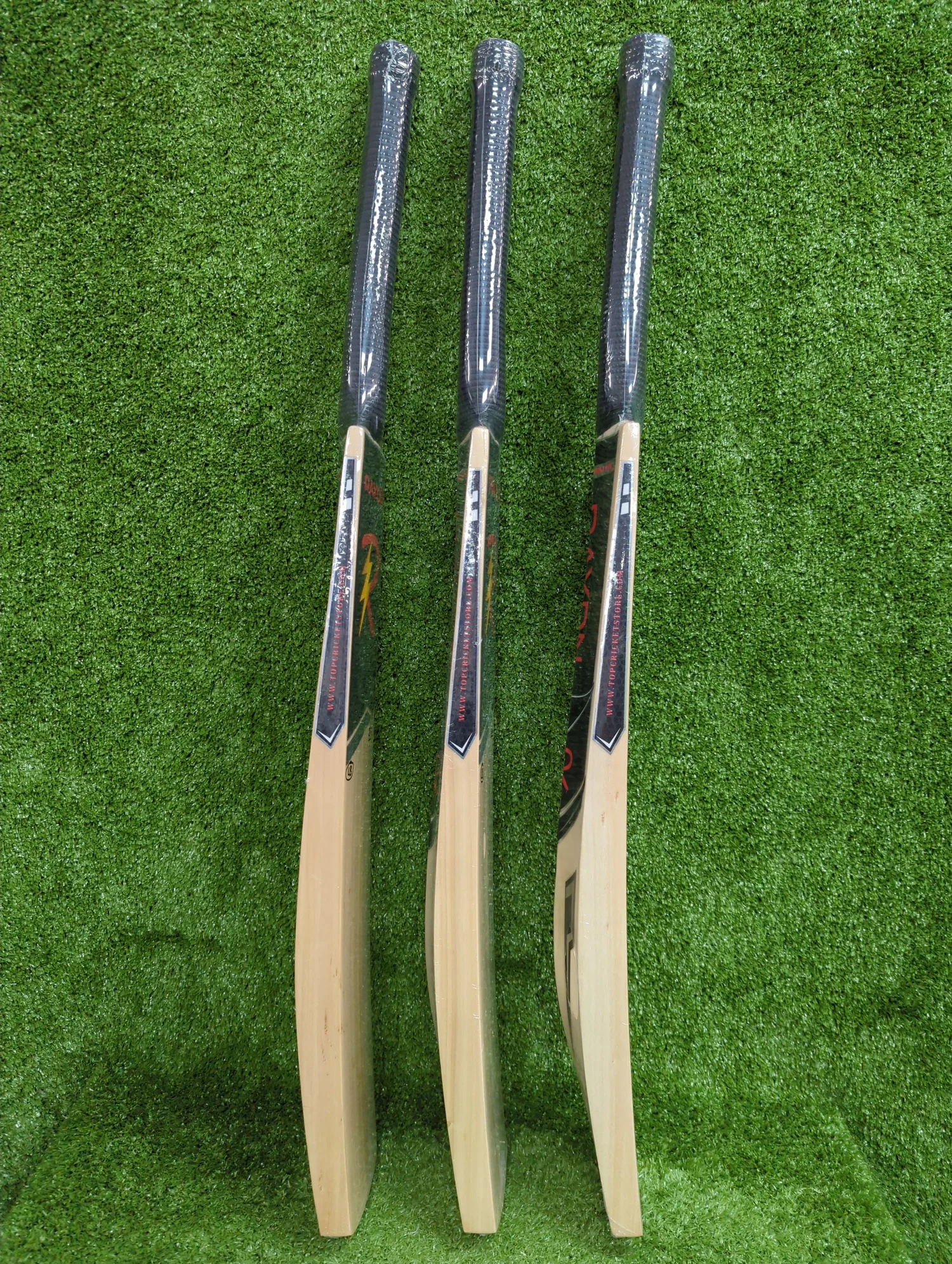 Side profile of different cricket bats showing different sweet spots