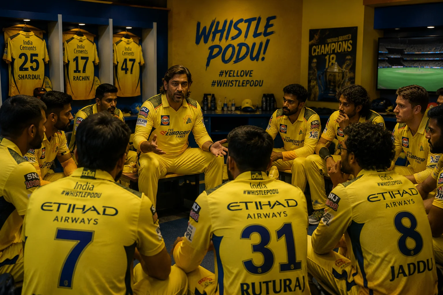 MS Dhoni with CSK teammates in the dressing room — the bonds built over 16 years of yellow