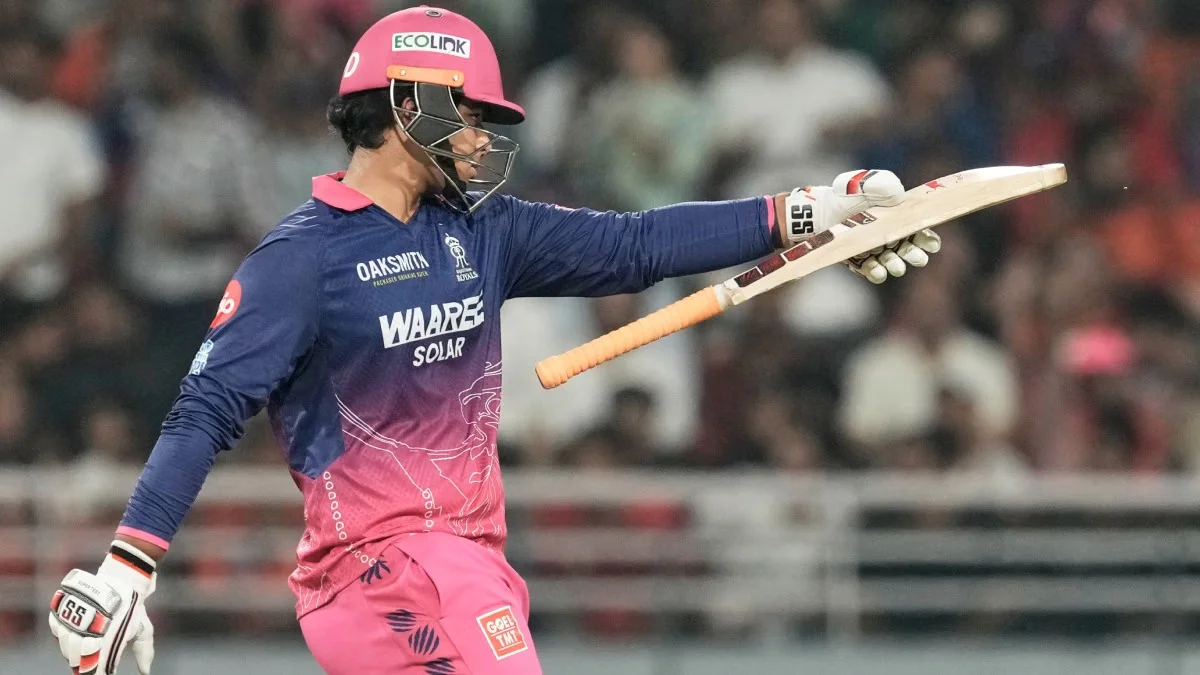 Vaibhav Suryavanshi celebrates a century for Rajasthan Royals in IPL 2026